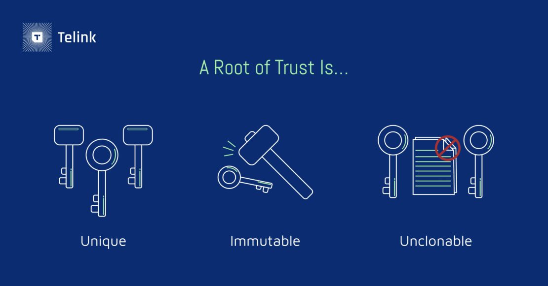 A root of trust is unique, immutable, and unclonable